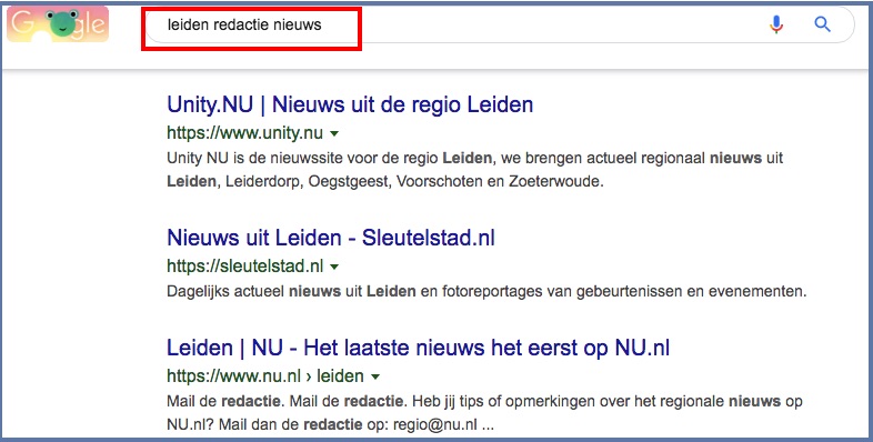 persbericht in Google