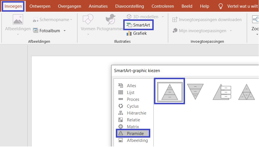 piramide in Powerpoint maken